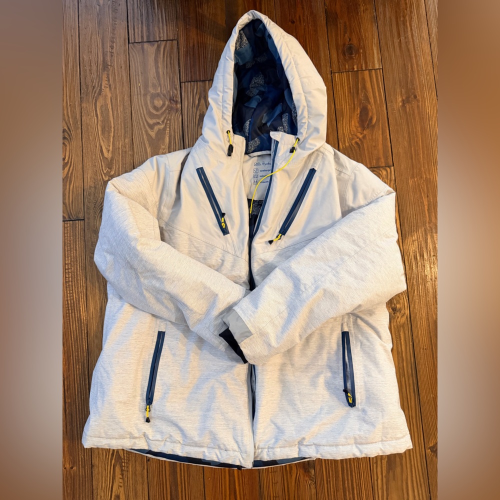 Ulla Popken Blue and Gray Waterproof Jacket